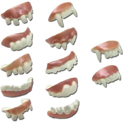 12pcs/set Halloween Party Prank Toys Simulation Rotten Teeth Vampire Denture Masquerade Cosplay Fake Teeth Bar Role Play J60B