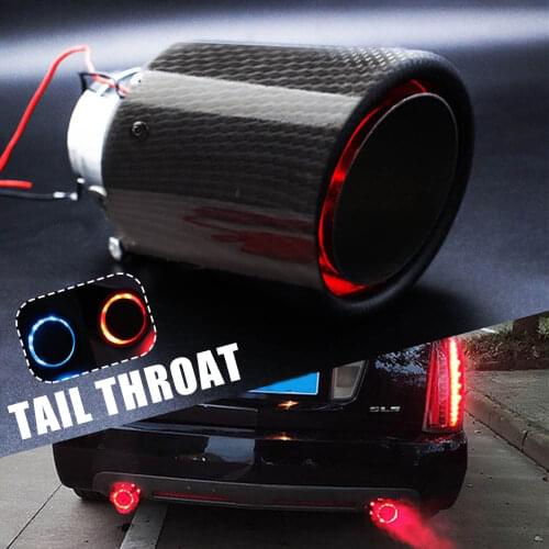 2020 Carbon Fiber LED Exhaust Tip Light-Emitting Car Exhaust Pipe Muffler Tail Pipes With High Temperature Led Light CSL