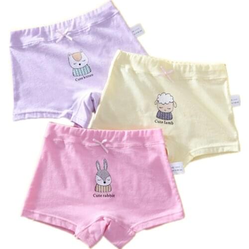 3Pcs Lot 2 To 12 Years Shorts Baby Girls Panties Cartoon Animal Design Rabbit Cat Kids Underwear Childrens Briefs ZL85