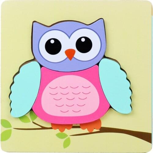 3D Colorful Wooden Cartoon Puzzles Toys Animal Anime Kids Toy Safety Early Education Developmental Puzzle Toys Children Gifts