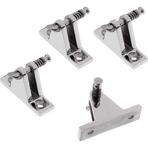 4 Pack Bimini Top Deck Hinge 90 Degree with Removable Pin - Boats Cover Fittings Concave Base Hardware 316 Stainless Steel