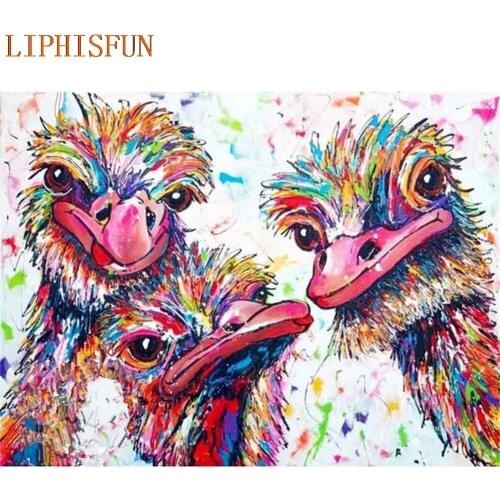 Diamond Painting Cross Stitch Full Square Round Picture of Rhinestone DIY Mosaic Embroidery Colorful ostrich New Year Gift