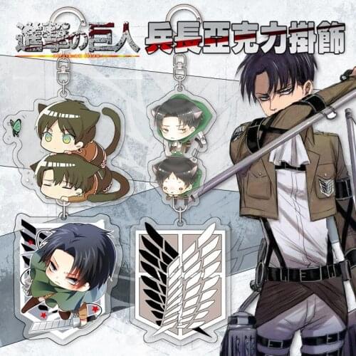 Cartoon Anime Keychain Attack on Titan Cartoon Character Acrylic Key Ring Bag Car For Women Man Holder Cosplay Fans Trinket
