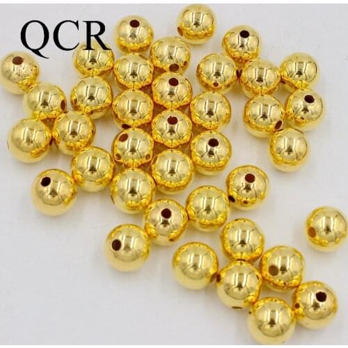 Pick Size 4,6, 8,10,12mm Gold Color ABS Double holes Imitation Pearls Beads, Making Jewelry Diy Beads, Jewelry Handmade Necklace