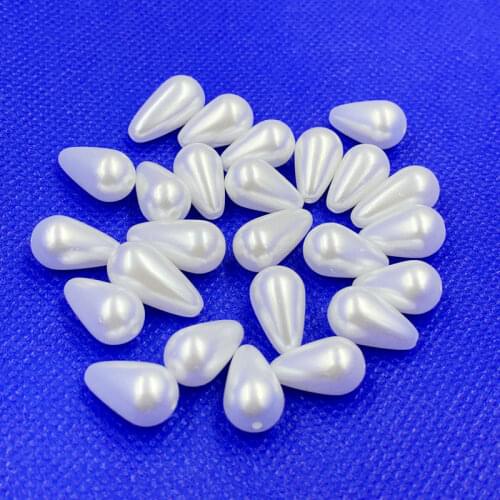 30pcs 10*16mm ABS Tear Drop Beads White/Ivory Imitation Pearl Beads For DIY Jewelry Making straight hole Indian Beads -D13