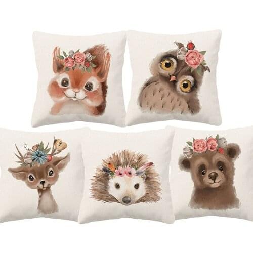 Baby Animals Bear Fox Hedgehog Rabbit Cushion Cover Throw Pillow Case Home Decor 45X45cm Living Room Decoration