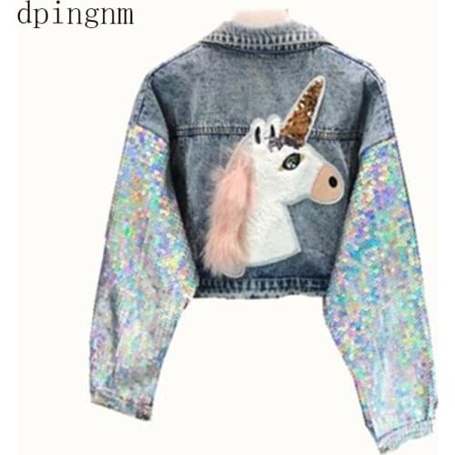 EmbroideryCropped Jean Jacket Xl Light Blue Bomber Short Denim Jackets Jaqueta Long Sleeve Casual Jeans Coat