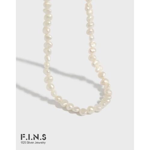 F.I.N.S Korea Style Fashion INS Irregular Baroque Freshwater Pearl S925 Sterling Silver Necklace Stackable Choker Clavicle Chain