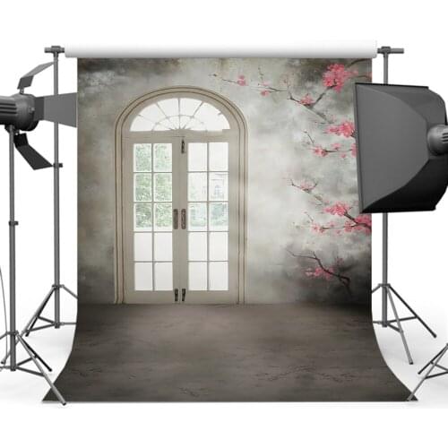 Mehofoto White Door Old Master Backdrops Photography Flower Retro Wall Background for Photo Studio Props CM-1667