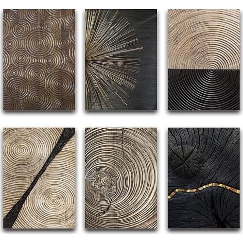 Wood Grain Annual Rings Canvas Painting Abstract Nordic Posters and Prints Wall Art Pictures for Living Room Home Cuadros Decor