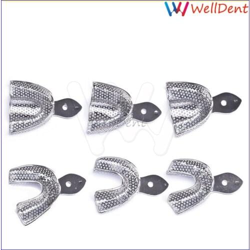 Dental Lab Trays Supply Perforated Stainless Steel Dental Materials Impression Trays 6pcs Dental Instrument Dentist tools