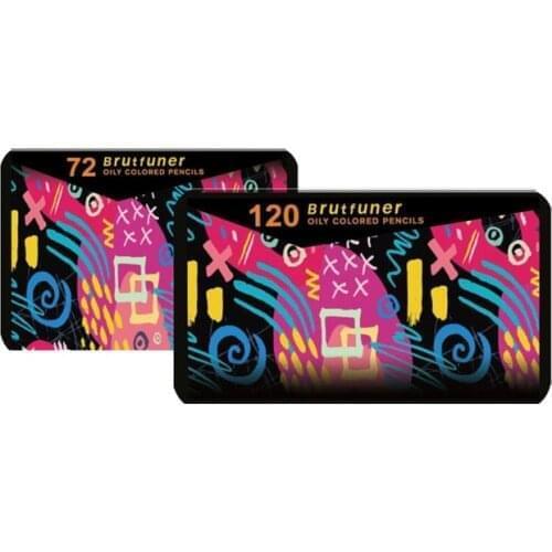 Brutfuner 120colors Professional Oil Color Square Pencils Set with Tin Box Wood Soft Pencils for Drawing Sketch Art Supplies