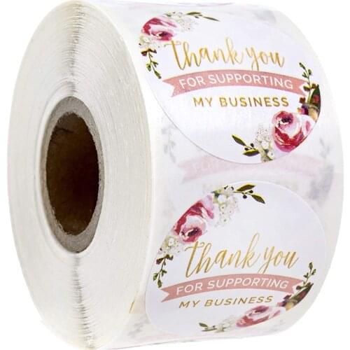500pcs/roll 1Inch Floral Thank You Stickers for Flower Seal Label Stickers For Wedding Party Decoration Small Business Stickers