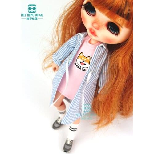 Clothes for doll fit Blyth azone OB24 OB27 1/6 doll accessroies fashion plaid shirt blue, black, pink