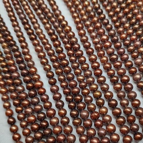 Dyeing Pearl 4.5mm Brown Round Shaped Punk Choker Necklace DIY Jewelry Single Strand For Women 40cm