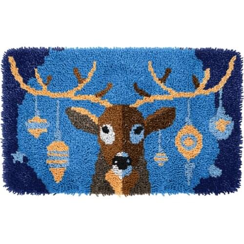 Deer DIY Latch Hook Kits Rug Embroidery Carpet Set Needlework with Crochet Needlework Crafts Shaggy DIY Latch Kits for