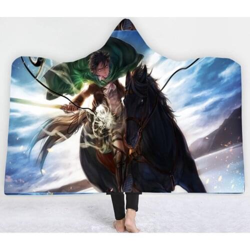 Anime Attack On Titan 3D Printed Plush Flannel Blanket Picnic Wearable Fleece Throw Warm Gift for Kids Adult