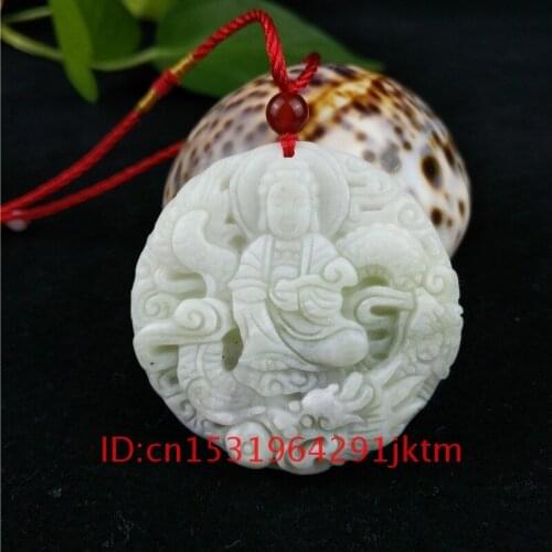 Bodhisattva Charm for Jewelry Natural Double-sided Necklace Jade Amulet Men Accessories Chinese Gifts White Fashion Pendant