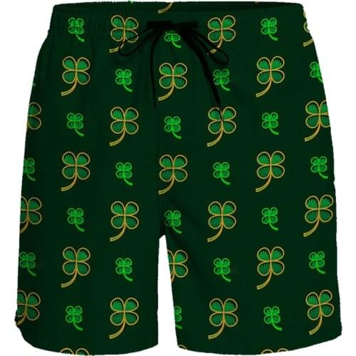 Casual Shorts St Patricks Day Four Leaf Clover Short Pants Breathable Beach Pants Sports Shorts Holiday Party Men Board Shorts