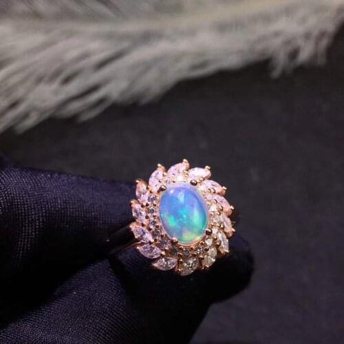 Natural Gemstone Opal Rings 925 Sterling Silver Engagement Ring Fine Jewelry Elegant Design for Women Gift NEW Arrival