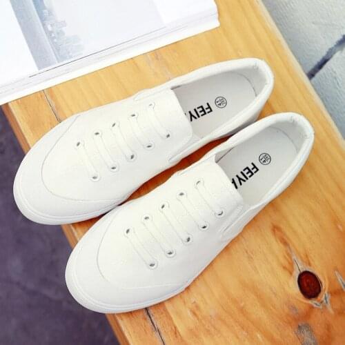 Factory direct selling white canvas shoes mens shoes with little white shoes without lace up