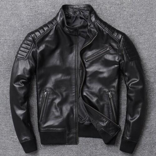 Factory Cheap Sheepskin Biker Casual Jacket men M-XXXXL Free Shipping