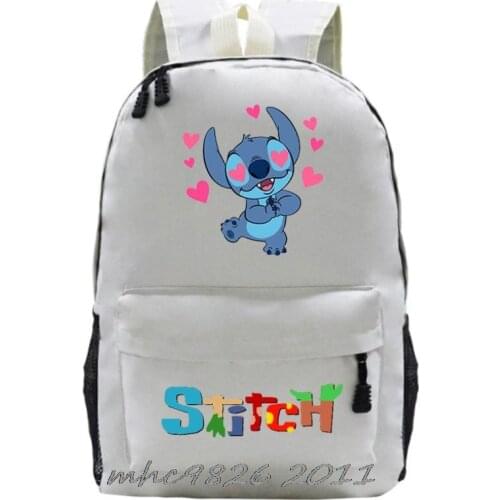 Disney Hot Stitch Schoolbag Anime Backpack Teenagers Computer Outdoor Laptop Travel Boys Girls Cartoon Bags
