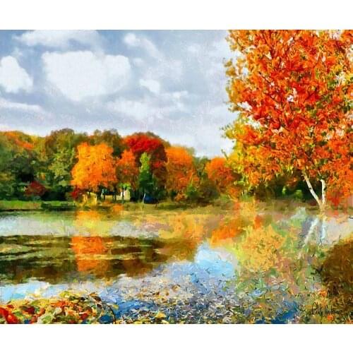 Contemporary Wall Art Picture Landscape Oil Painting for Living Room Home Decor Autumn Landscape by Celito Medeiros Handmade