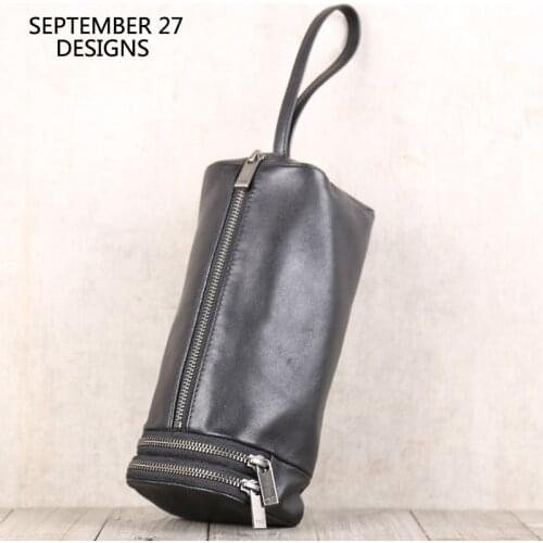 New Fashion Men Clutches Bag Genuine Leather Luxury Handmade Women Casual Storage Purses Simple Mini Hand Bag Organizer Wallets