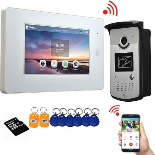 7 Inch Video Intercom WiFi Smart Video Door Phone Intercom Android System Video Recording Wired Doorbell Camera Remote Unlock