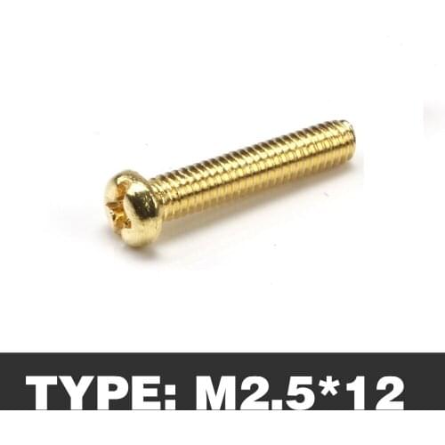 50pcs M2.5*12 Brass Round Pan Head Phillips Screws Machine Screws Bolt