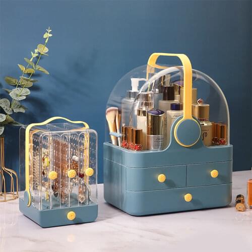 Cosmetic Storage Box Dustproof Bathroom Desktop Beauty Makeup Organizer Skin Care Storage Drawer Transparent Desktop Shelf