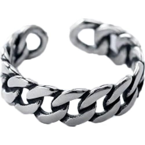 Trendy Silver Color Hollow Chain Rings For Women Bridal Wedding Engagement Jewelry Large Opening Antique Rings