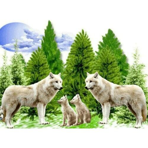 Animal full square / round drill wolf 5d diamond painting kit mosaic rhinestone embroidery home decoration wolf