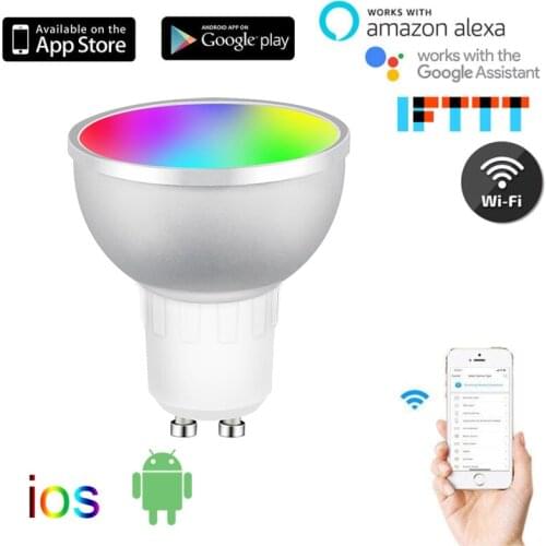 1/2/3/4/5pcs New GU10 Smart RGB+CW Bulb Wireless WiFi App Light Smart Home Automation Compatible With Alexa Google Home