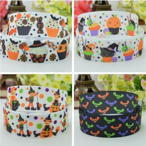 10 Yards 22mm 7/8" Halloween Cup cake Pretty Printed grosgrain ribbon hair bow Headwear DIY hair accessories retail B0929