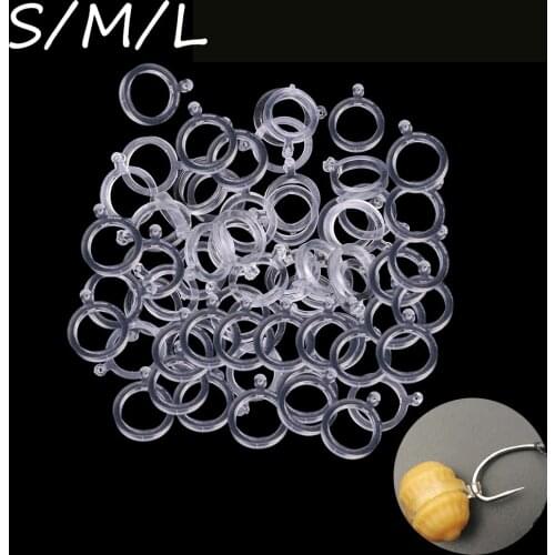 100Pcs White PE Pellet Bait Bands Transparent Elastic Stretcher Carp Fishing Tackle pellet lure Bait Bands Accessories S/M/L