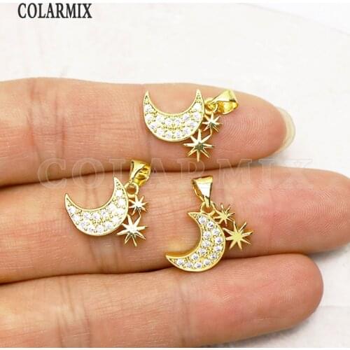 12 Pcs Crescent charms pendant Gold color jewelry pendant Moon&star jewelry pendants for women accessories pendants7308