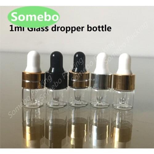 200pcs/lot 1ml Clear Glass Dropper Bottle ,1CC Small Vials With Pipette For Cosmetic Perfume Essential Oil Bottles