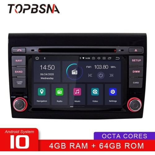 TOPBSNA Android 10 Car DVD Multimedia Player for Fiat Bravo 2007 2008 2009 2010 2011 2012 WIFI 2 Din Car Radio stereo Audio RDS