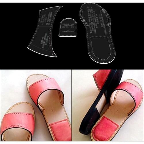 Ladies leather slippers mold acrylic transparent template diy leather craft tools handmade sewing shoes pattern 40 yards