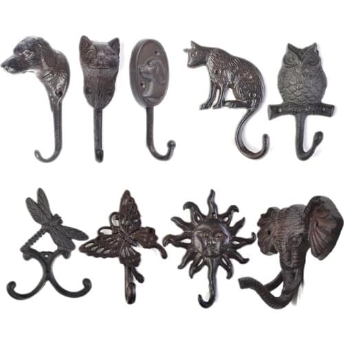 DRELD Vintage Wall Hook Hanger Rustic Cast Iron Nautical Key Coat Hooks Rack Decorative Wall Mounted Antique Metal Wall Hooks