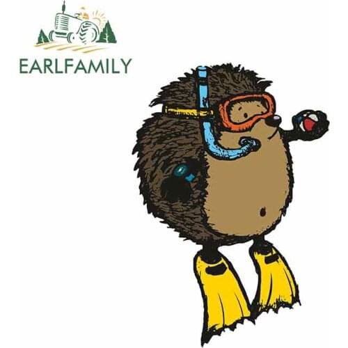 EARLFAMILY 13cm x 9cm for Scuba Diving Hedgehog Funny Car Stickers Vinyl Truck RV VAN 3D JDM Car Accessories Anime Comic