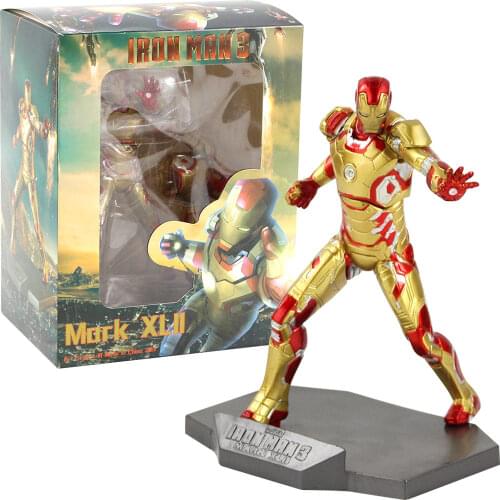 19cm Avengers Iron Man 3 Mark XLII PVC Action Figure Golden Ironman Model Toys Gift