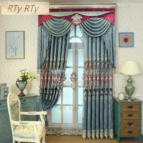 Europe Embroidered Curtain Luxury Floating curtains for Living Room Window curtain Bedroom Window curtain for the kitchen