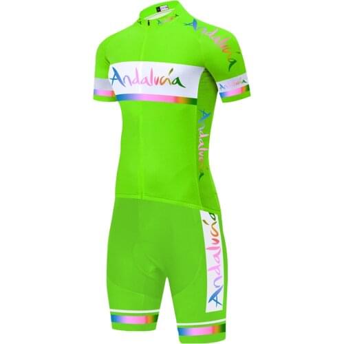 Fluo GREEN 2020 team ANDALUCIA cycling Skinsuit men cycling jersey Jumpsuit Road Racing Skinsuit jersey completo ciclismo