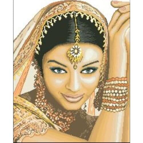 Indian woman,Counted Cross Stitch 14CT Cross Stitch Sets Wholesale cartoon Cross-stitch Kits Embroidery Needlework