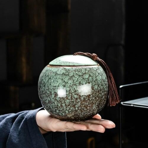 Chinese Tea Container Tin Dried Fruit Tea Jar Ceramic Tea Sugar Coffee Caddy Tin Packaging Lid Case Te Matcha Tea Box AC50TE