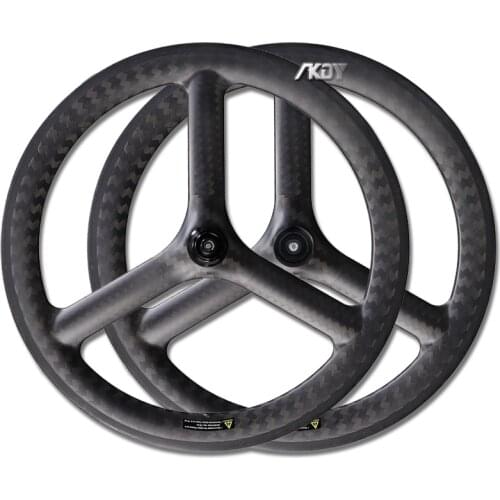 24 Inch Wheels 3 Spokes Clincher/Tubeless Ready 48mm Deep 24" Tri-Spoke Wheelset V Brake 25mm Width for 24" 507*1 1/8,3/8 Tires