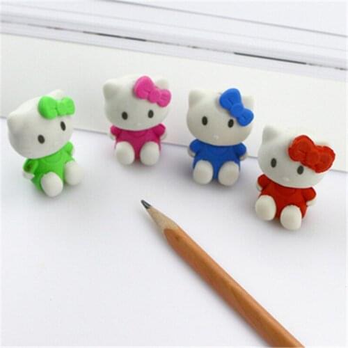 Korean student stationery primary school gifts lovable bow tie KT cat eraser diploma gifts Stationery office supplies for